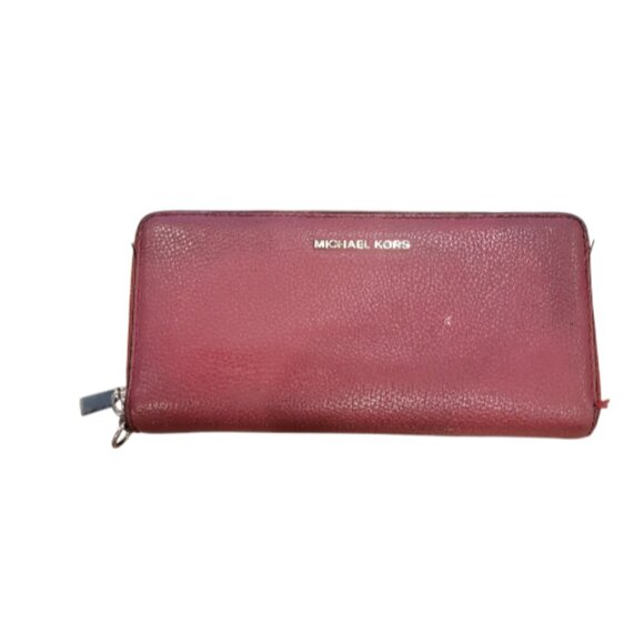 Michael Kors Red Leather Zip Around Jet Set Wallet - Picture 1 of 15